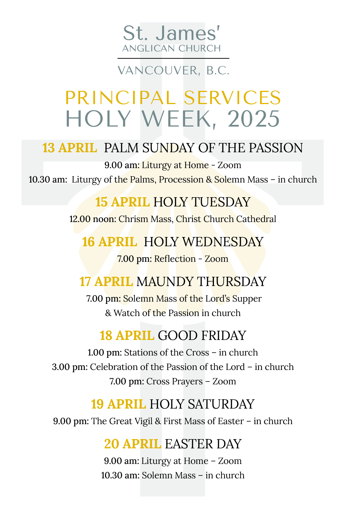 Holy Week Services at St. James' Vancouver - St James' Anglican Church ...
